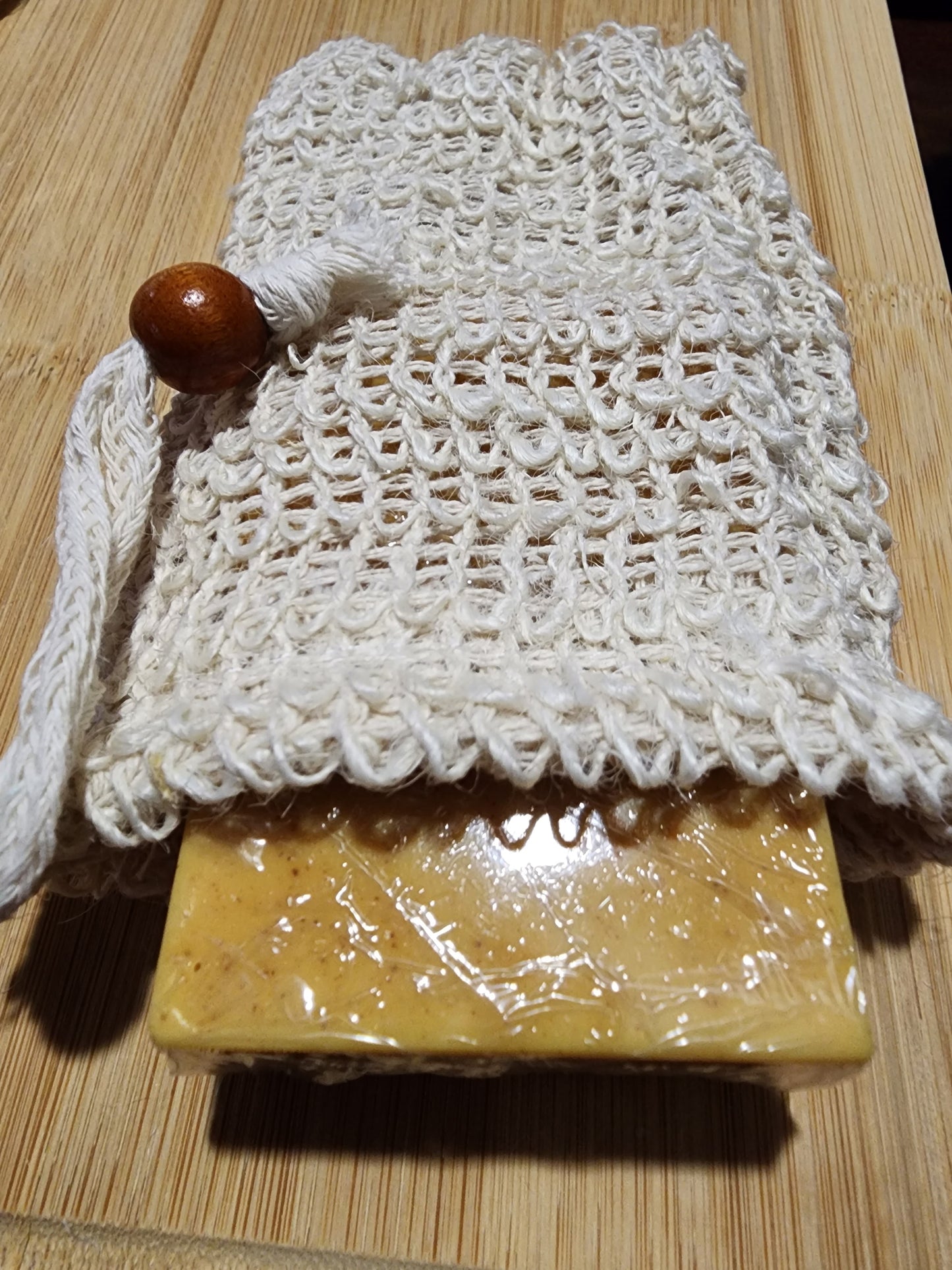 Sisal exfoliating soap bag