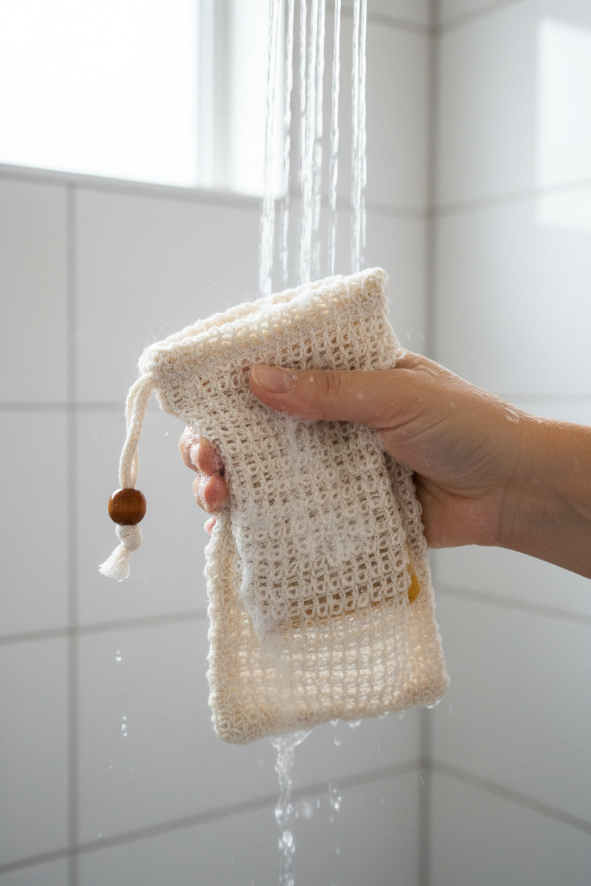 Sisal exfoliating soap bag