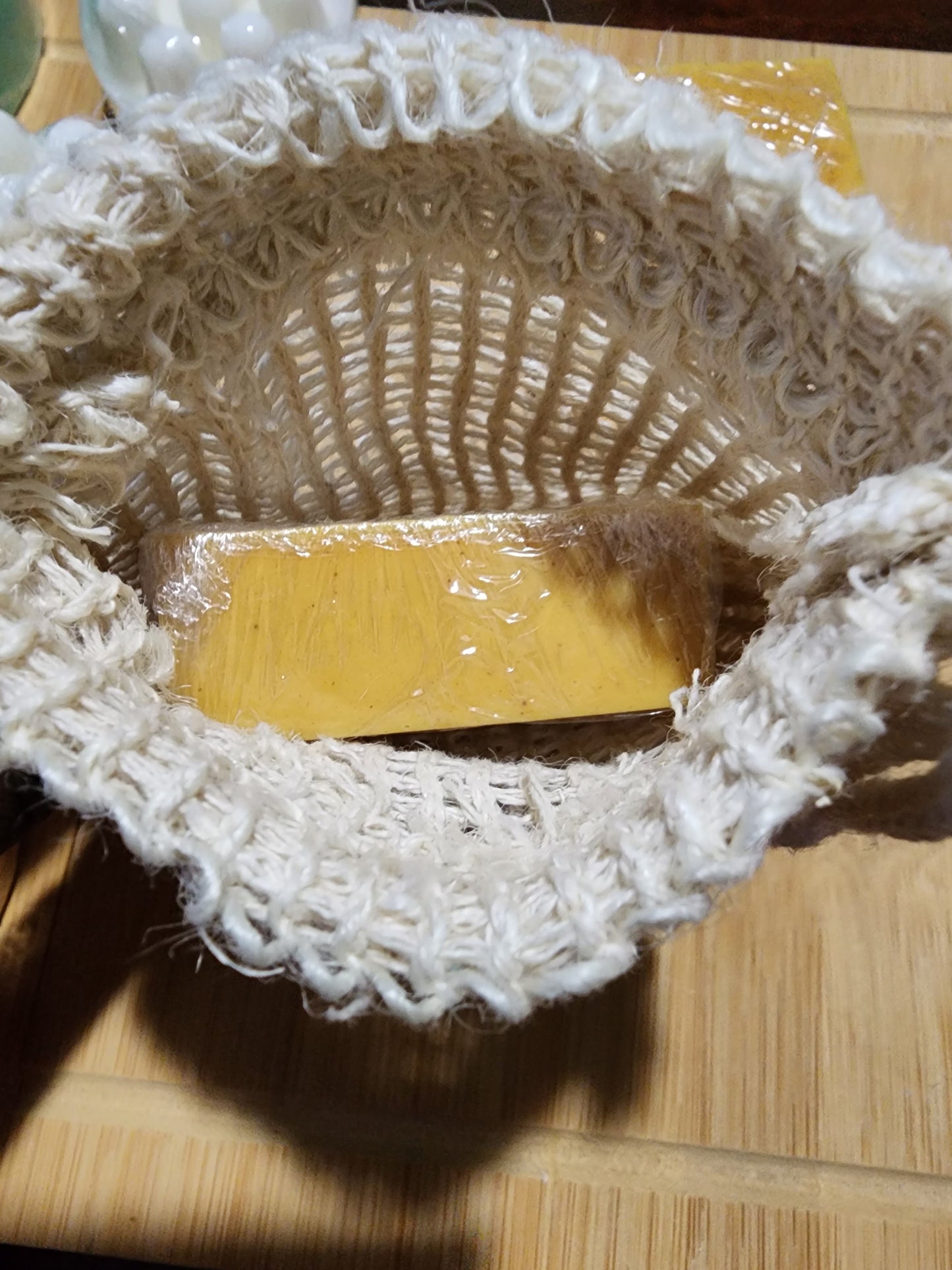 Sisal exfoliating soap bag