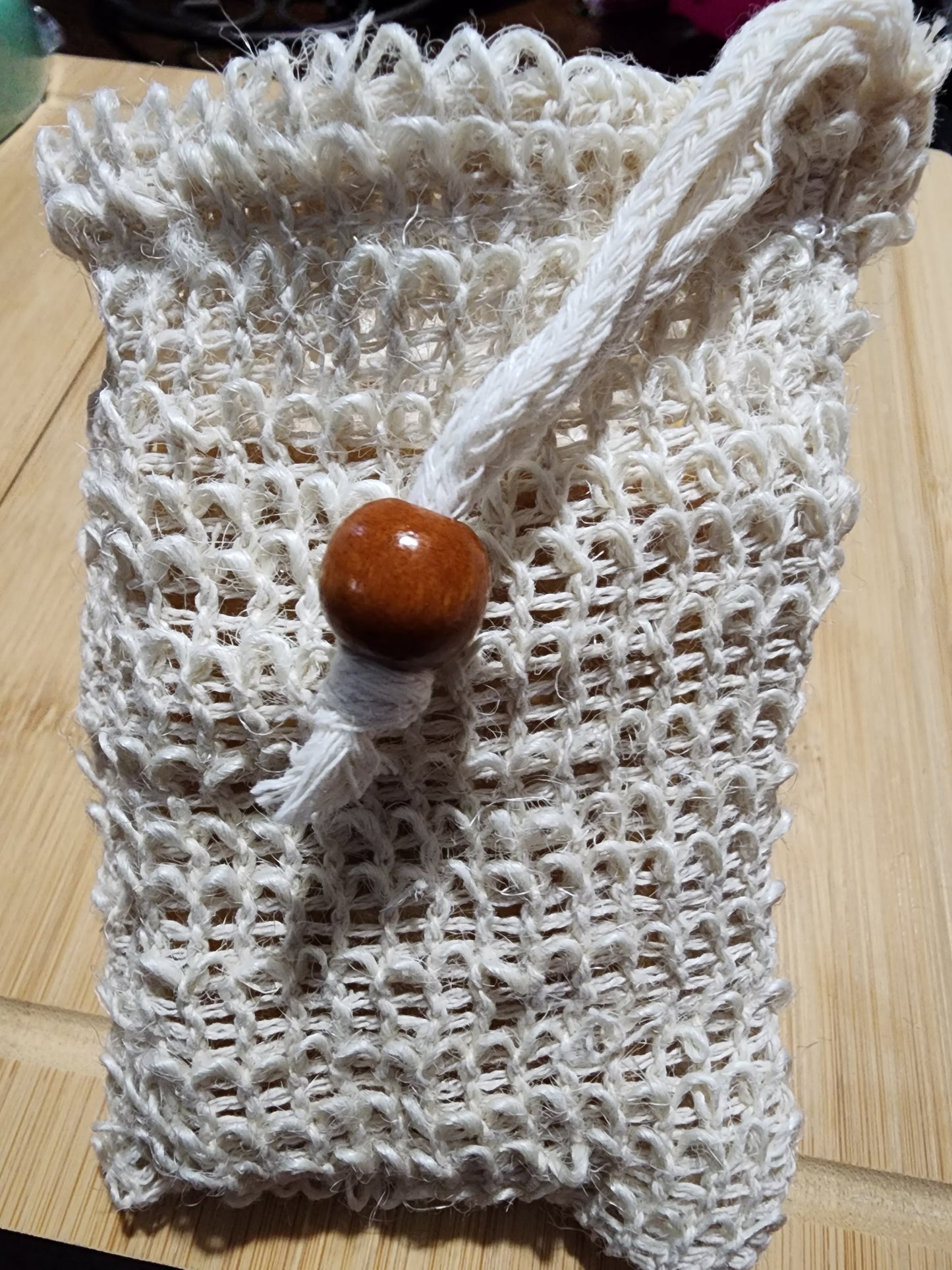 Sisal exfoliating soap bag