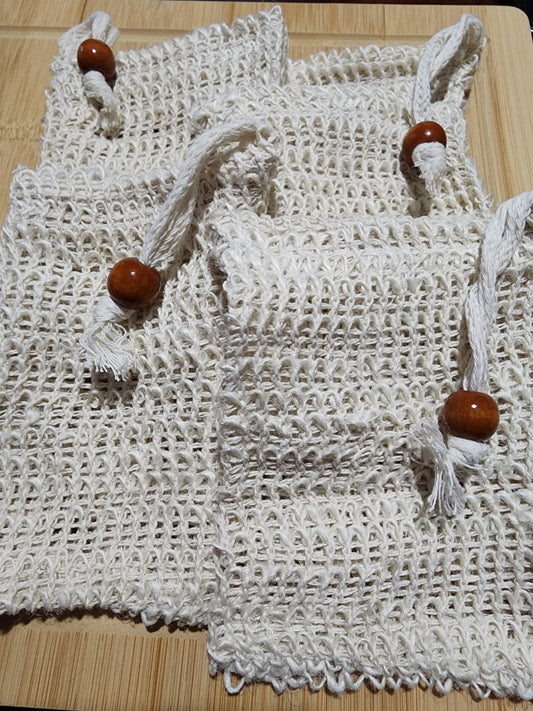 Sisal exfoliating soap bag